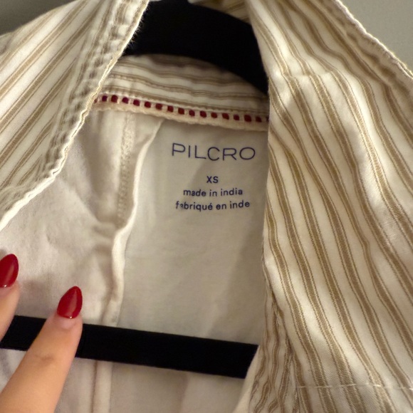 Pilcro Blue Ruched Button-Front Top - Picture 3 of 4